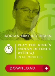 ویدئو "بازی با دفاع هندی شاه با g3" با تدریس آدریان میخالچی‌شین (Adrian Mikhalchishin - Play the King's Indian Defence with g3)